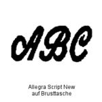 Allegra Script New (auf Brusttasche)